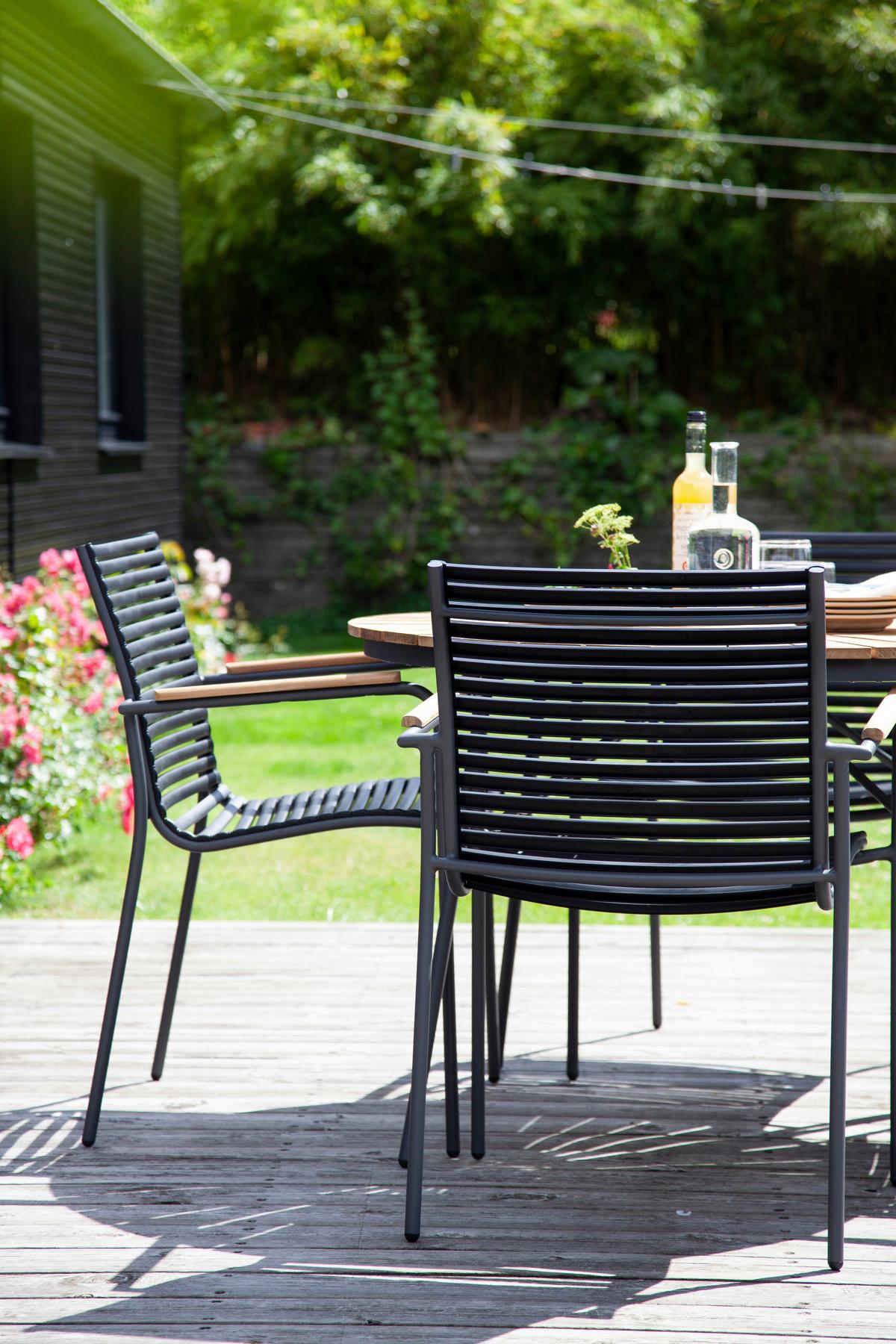 Gartensessel Stapelbar Mood Classic Kunststoff - Anthrazit/Schwarz, KONVENTIONELL, Holz/Kunststoff (60/84/56cm) - Gardenson