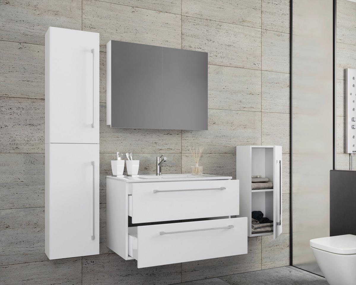 Badezimmer Badinos 5-Teilig Weiß B: 60 cm - Weiß, MODERN, Keramik/Holzwerkstoff (127cm) - MID.YOU