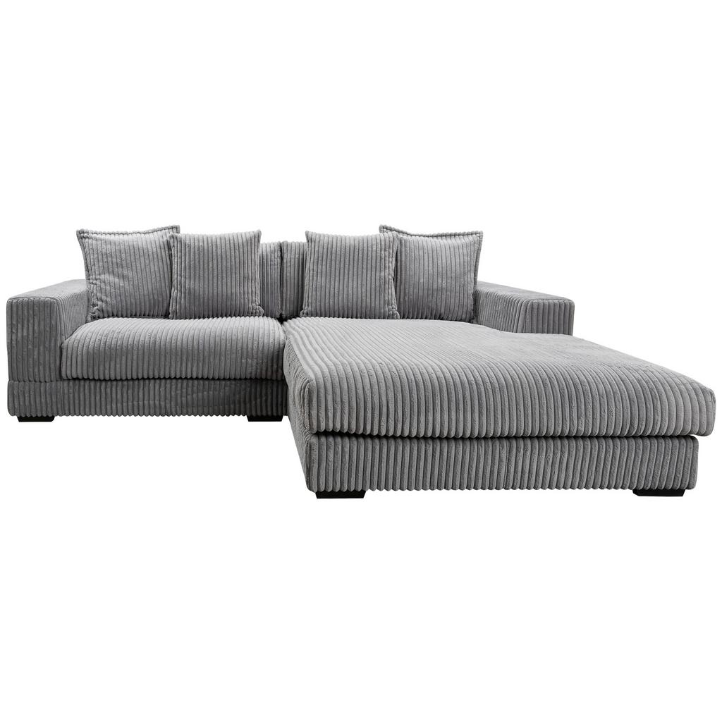 Ecksofa Funny mit Kissen Grau Cord