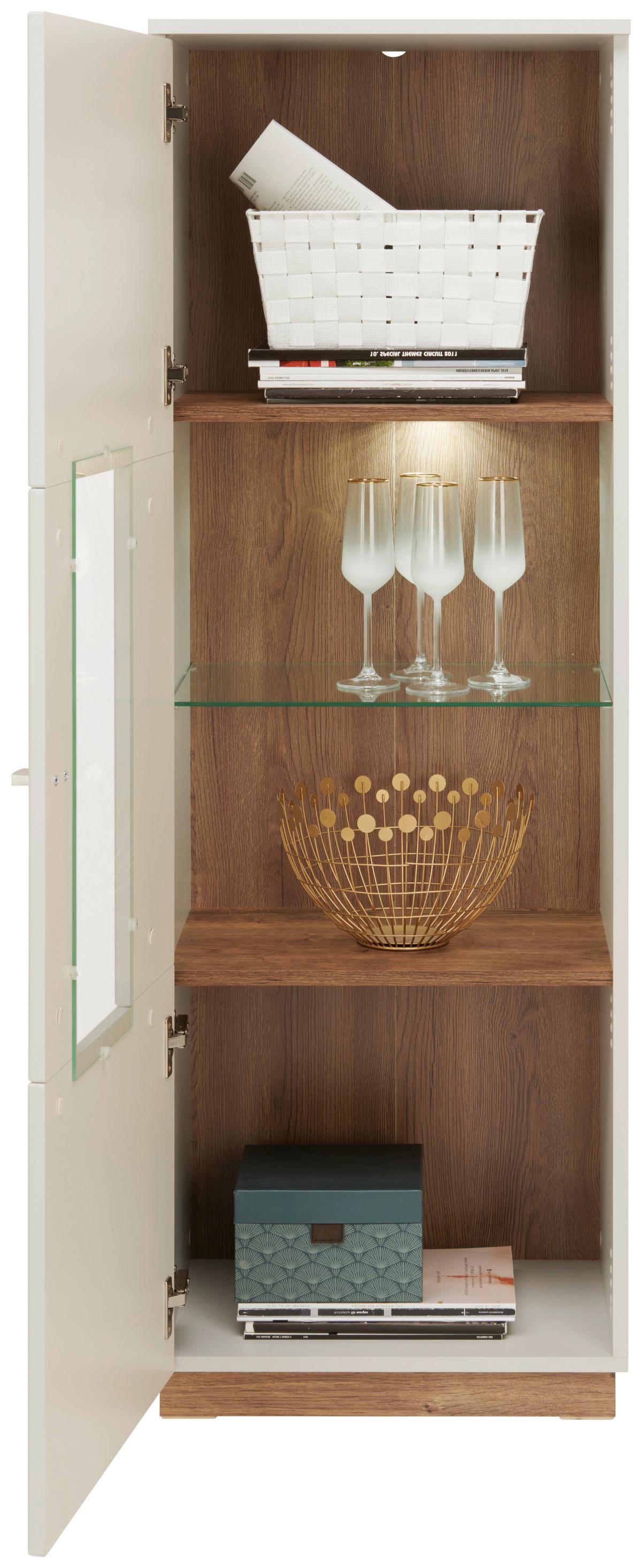 Vitrine Arian B: 50,1 cm Hellgrau/Eiche Ribbeck Dekor - Eichefarben/Hellgrau, MODERN, Glas/Holzwerkstoff (50,1/148,6/37,2cm)