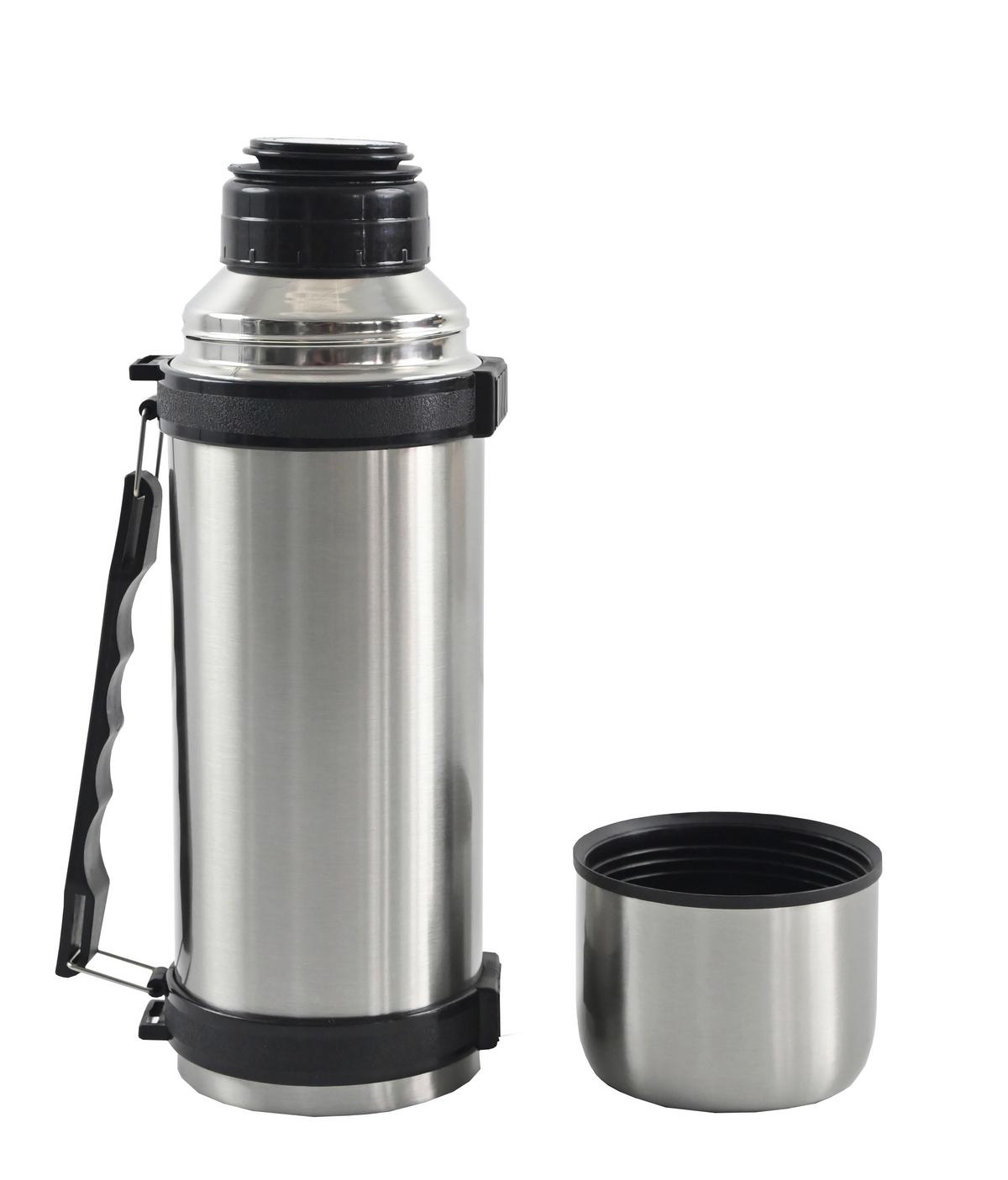 Isolierflasche Toni - Edelstahlfarben/Schwarz, Basics, Kunststoff/Metall (9/28cm) - Luca Bessoni