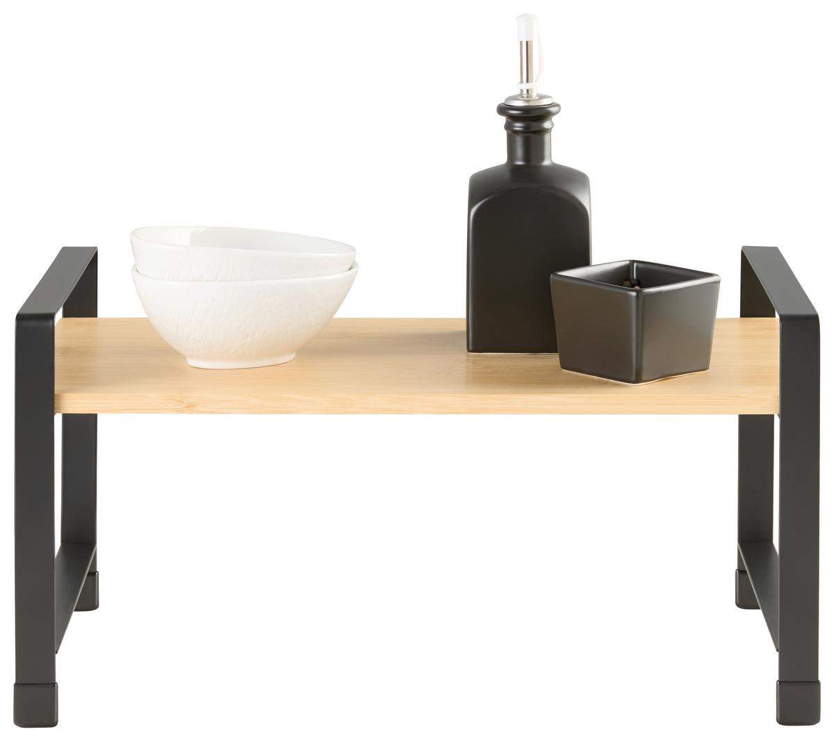 Kuchyňský regál RITA - 1 - černá/přírodní barvy, Moderní, kov/přírodní materiály (40/20/23cm) - Mömax