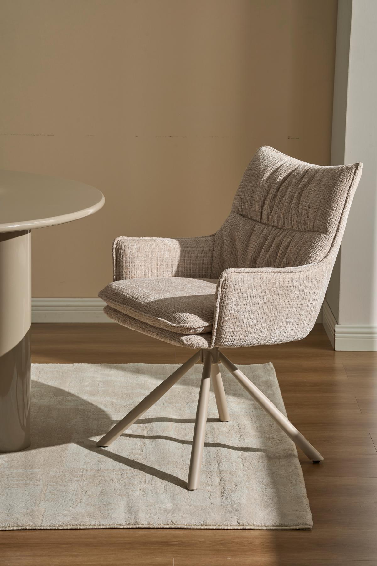Armlehnstuhl Aria Beige B: 57 cm - Beige, MODERN, Holz/Textil (57/90/67cm) - Livetastic