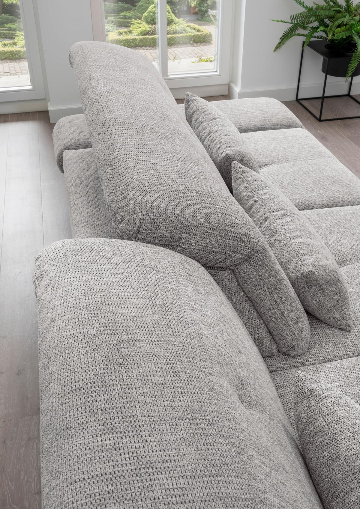 Ecksofa Dalida Grau S: 196x300 cm - Chromfarben/Grau, Design, Textil (196/300cm) - Livetastic