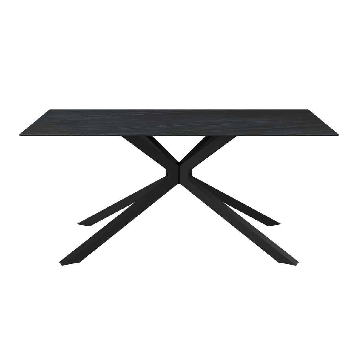Jídelní stůl Livan tmavě šedá keramika - černá/tmavě šedá, Moderní, kov/kámen (180/90/76cm) - Bessagi Home