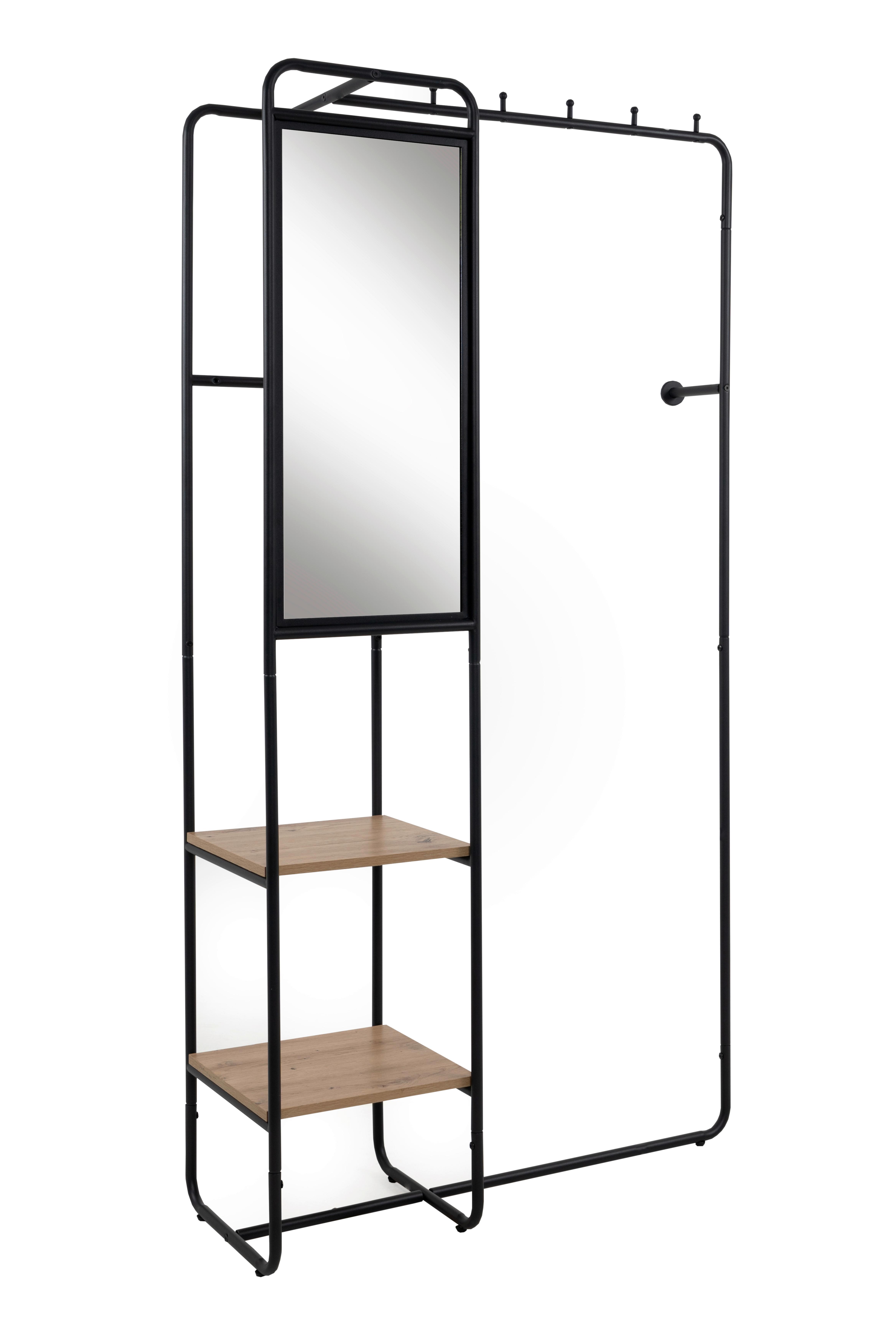 Garderobenset Luton Metall Schwarz/Eiche Dekor - Schwarz, Trend, Holzwerkstoff/Metall (100/185/37cm)