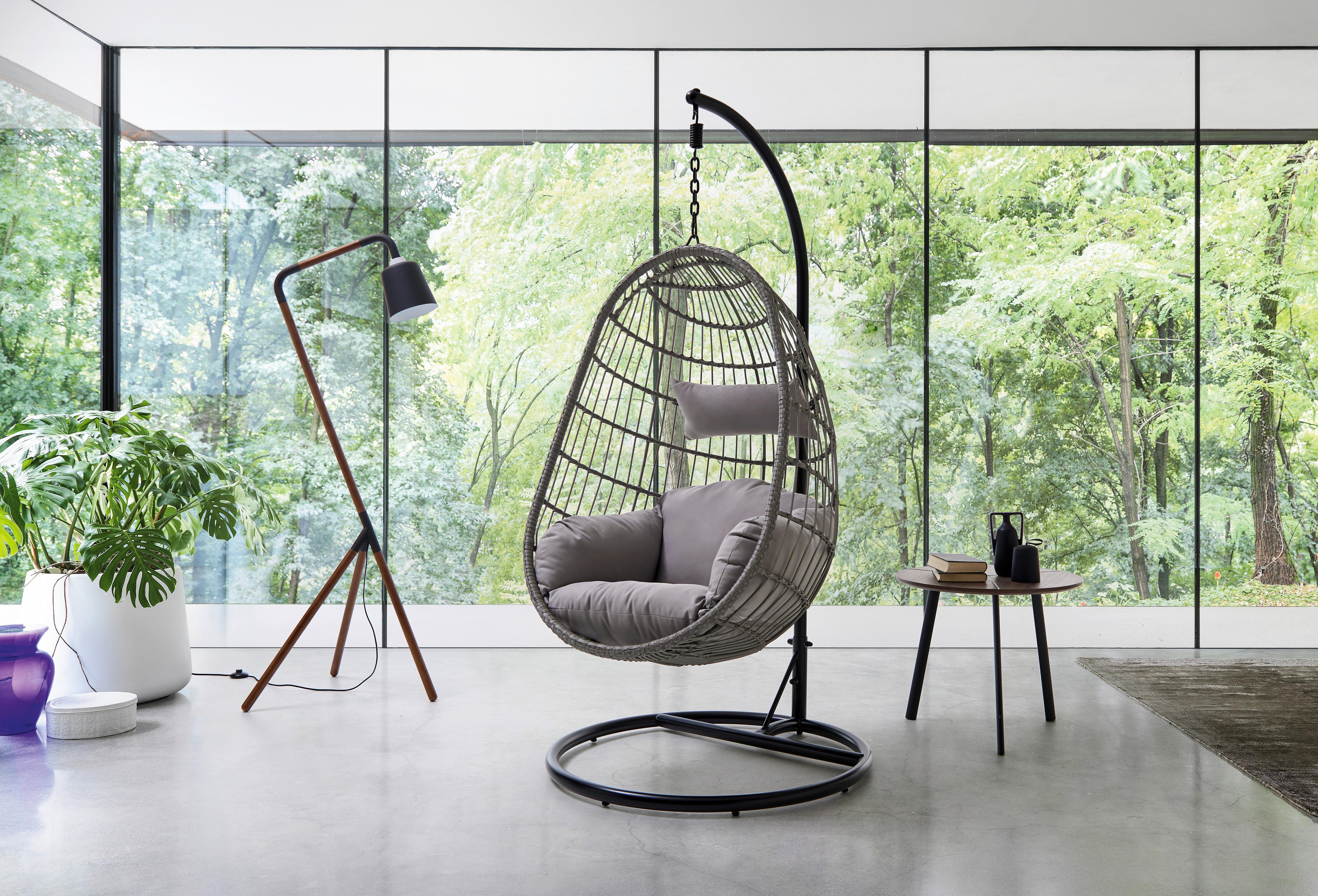 Závěsné Křeslo Sira Šedá - šedá/černá, Moderní, kov/textil (95/106/196cm) - Bessagi Garden