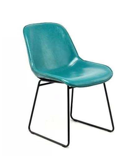 Sada stoličiek petrolejová - modrá/petrolejová, Design, kov/koža (49,5/81/64,5cm)