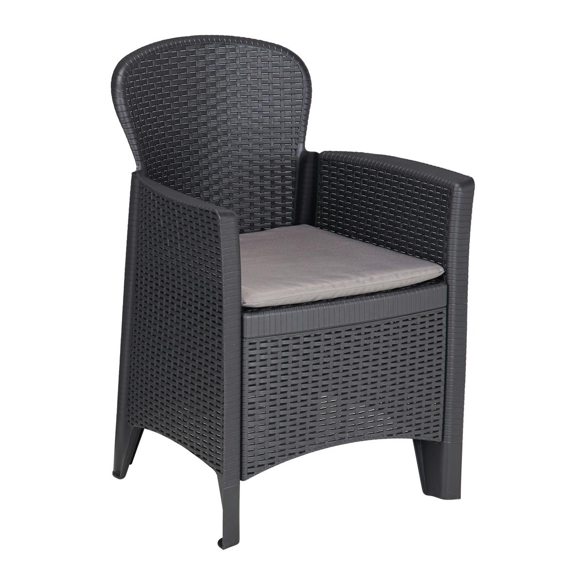 Balkonmöbel Set Akita Kunststoff Mit Kissen - Anthrazit/Grau, MODERN, Kunststoff/Textil - Ondega