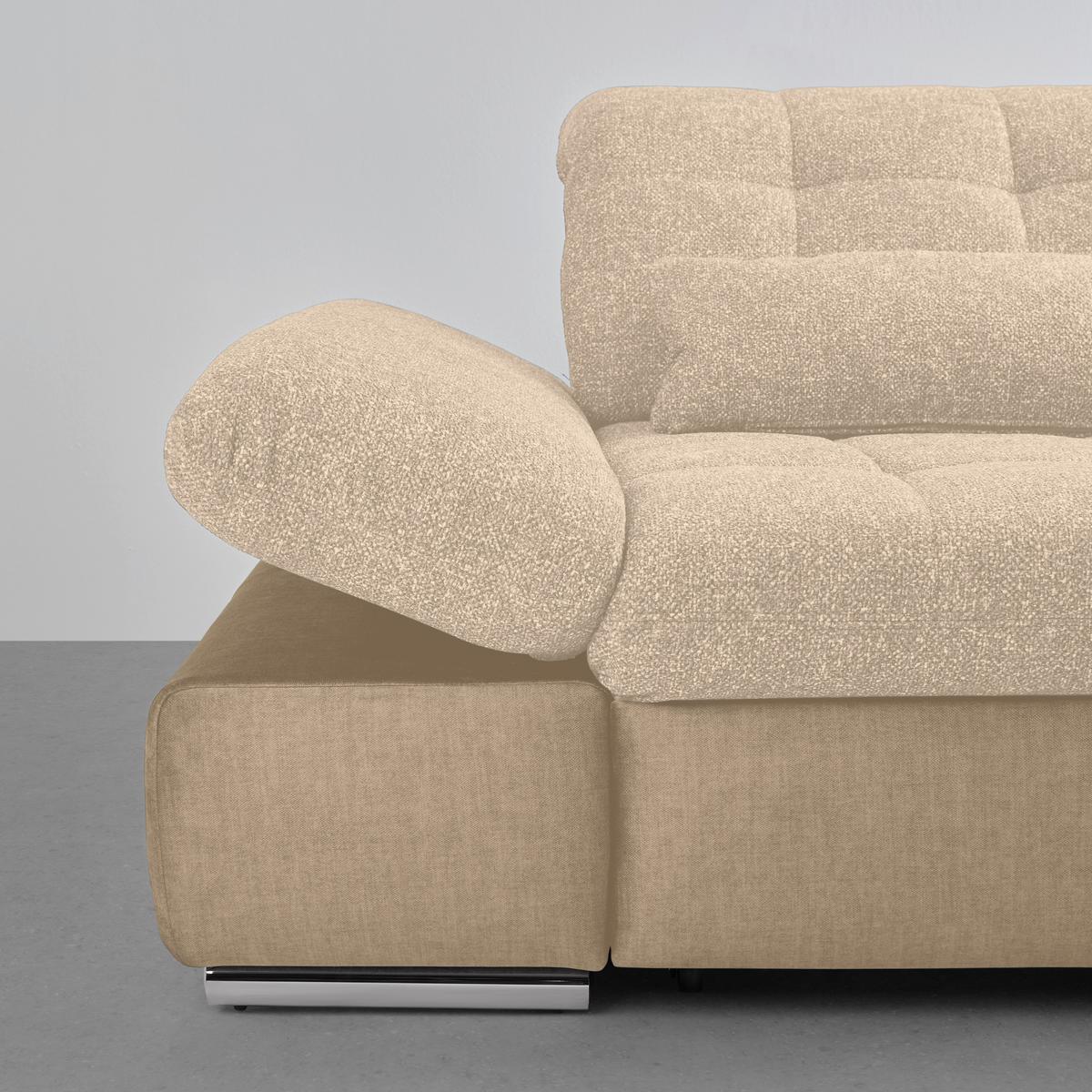 Rohová sedačka SANFINO, pravá, šedohnědá / béžová - barvy chromu/béžová, Konvenční, kov/dřevo (305/79-96/199cm) - Premium Living