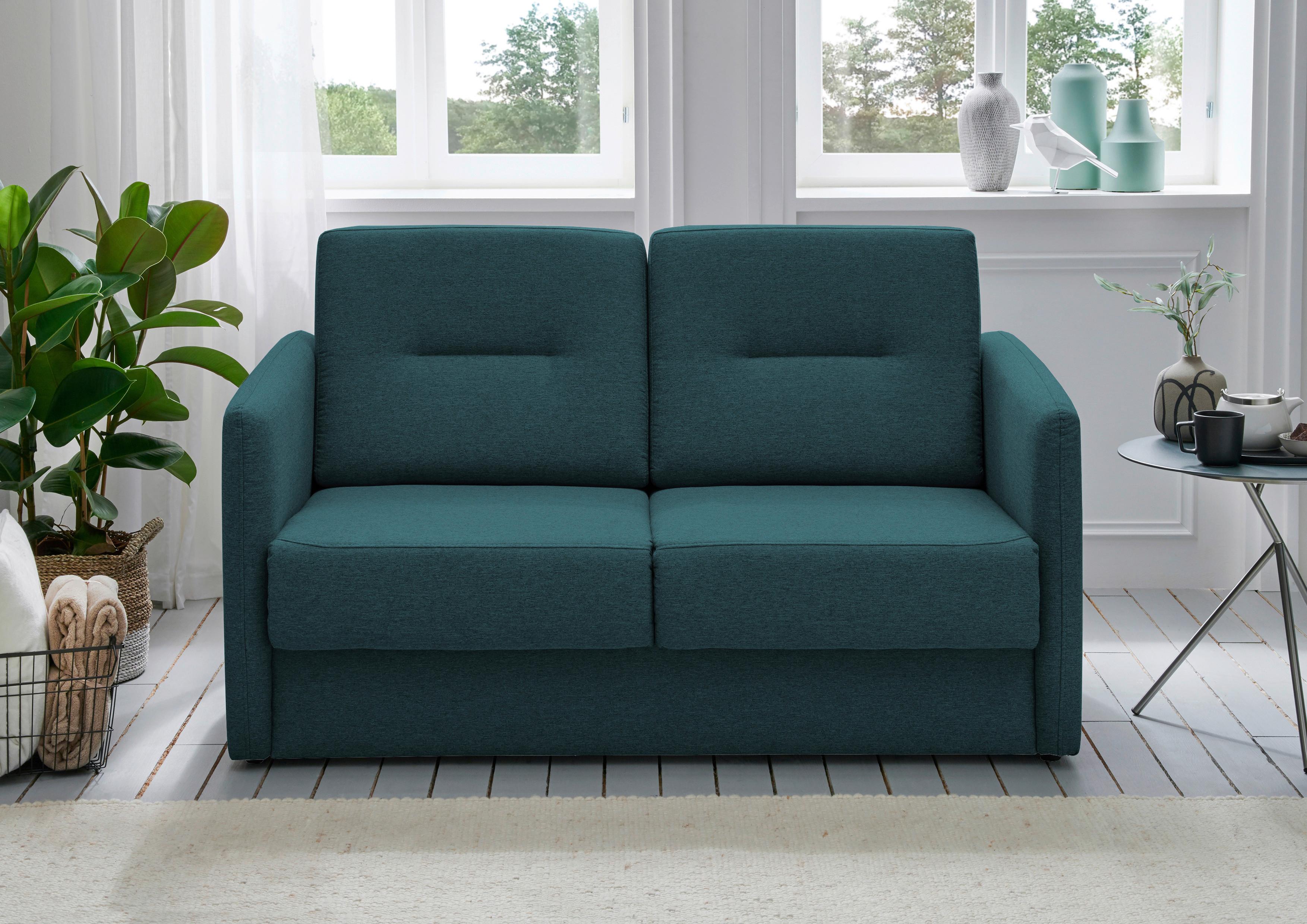 Schlafsofa Regi Blau Mikrofaser B: 147 cm - Blau/Schwarz, KONVENTIONELL, Textil (147/89/87cm) - Livetastic