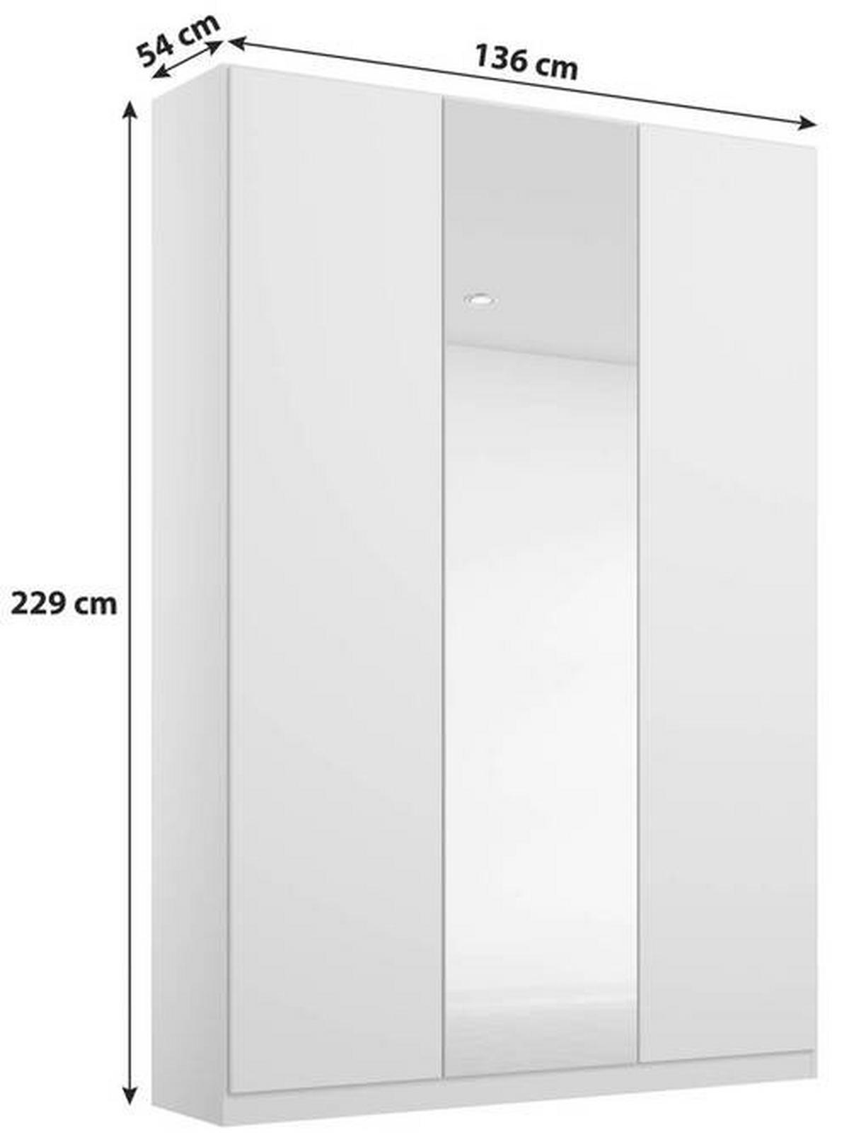 Drehtürenschrank Mit Spiegel B: 136 Cm Alabama, Grau - Silberfarben/Grau, MODERN, Holzwerkstoff (136/229/54cm) - Rauch Möbel