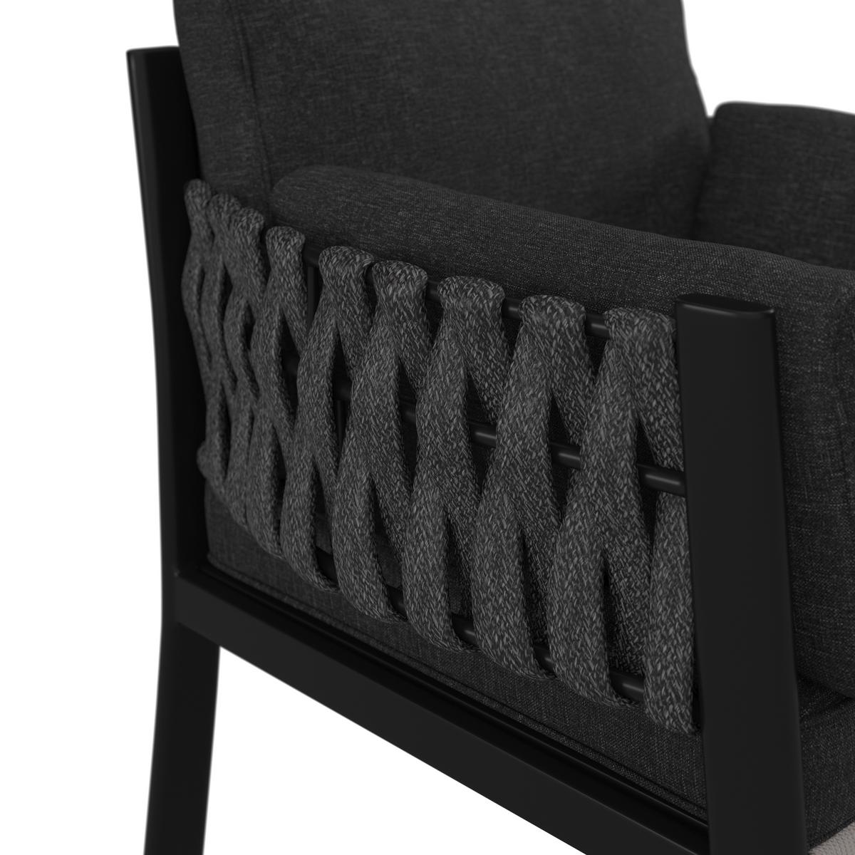 JEDÁLENSKÁ TERASOVÁ SÚPRAVA ELISA - čierna/sivá, Modern, kov/textil (238/74/75cm) - Bessagi Garden