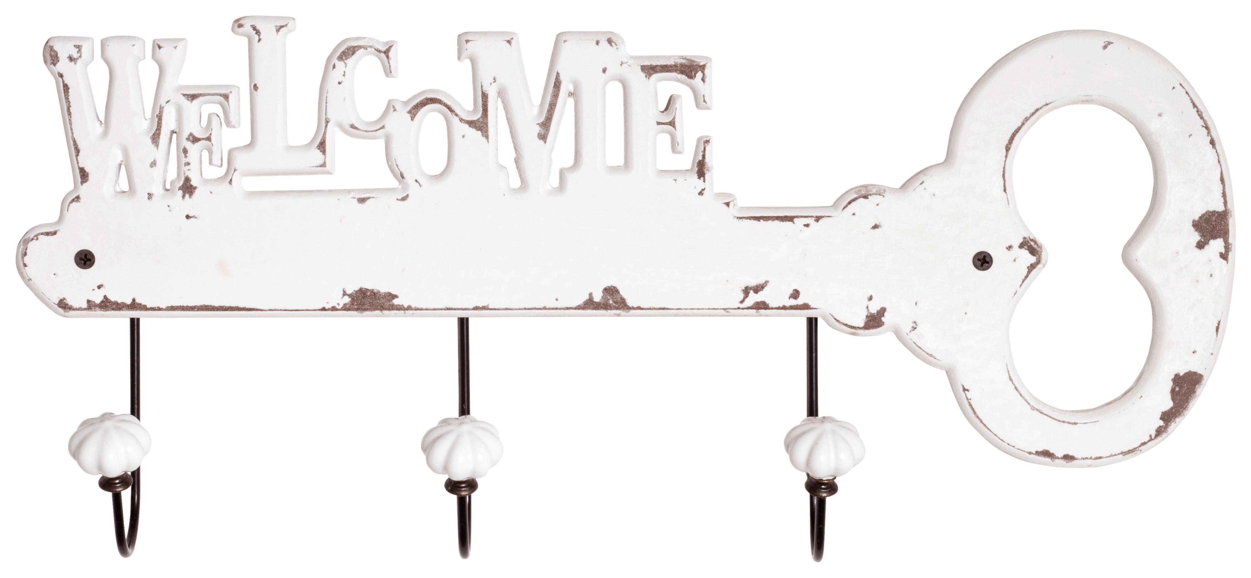 Hakenleiste Welcome - Weiß, MODERN, Holzwerkstoff (50/22/7cm)