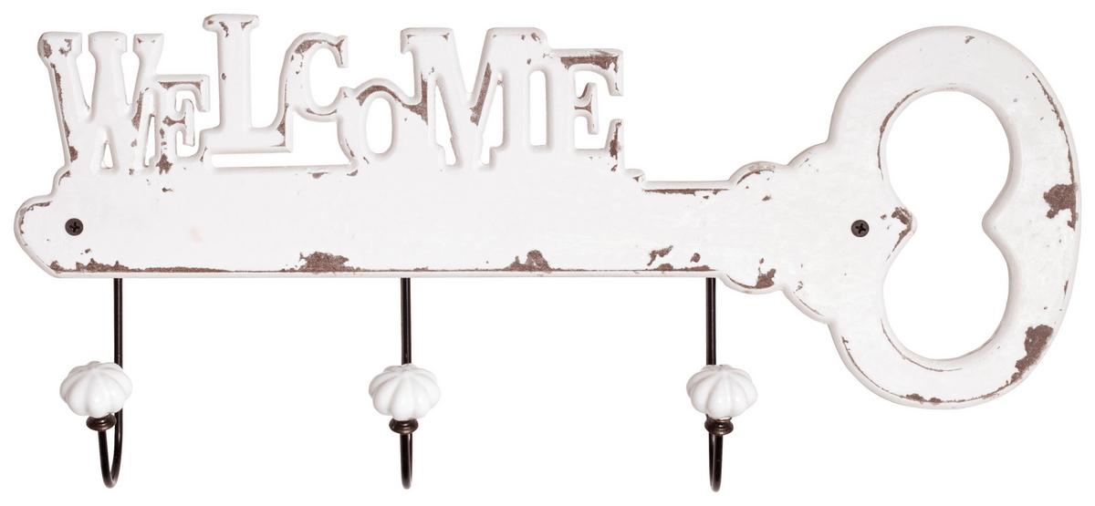 Hakenleiste Welcome - Weiß, MODERN, Holzwerkstoff (50/22/7cm)