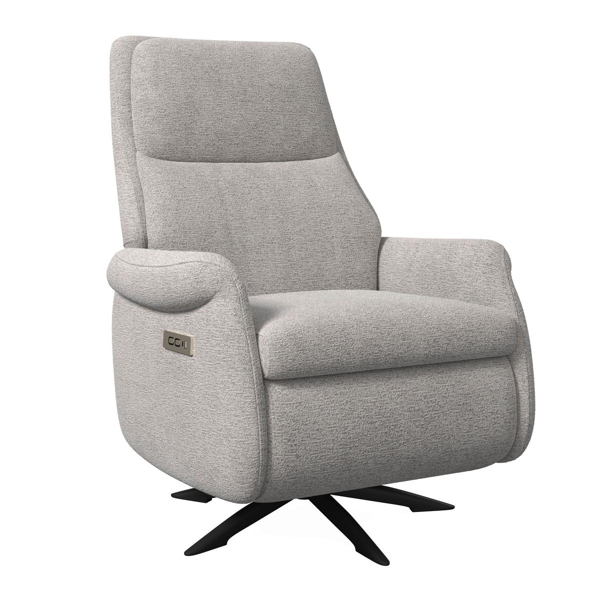 Relaxační křeslo ALICE, světle šedé buklé, max. 140 kg - černá/světle šedá, Moderní, kov/dřevo (76/110/94cm) - Bessagi Home