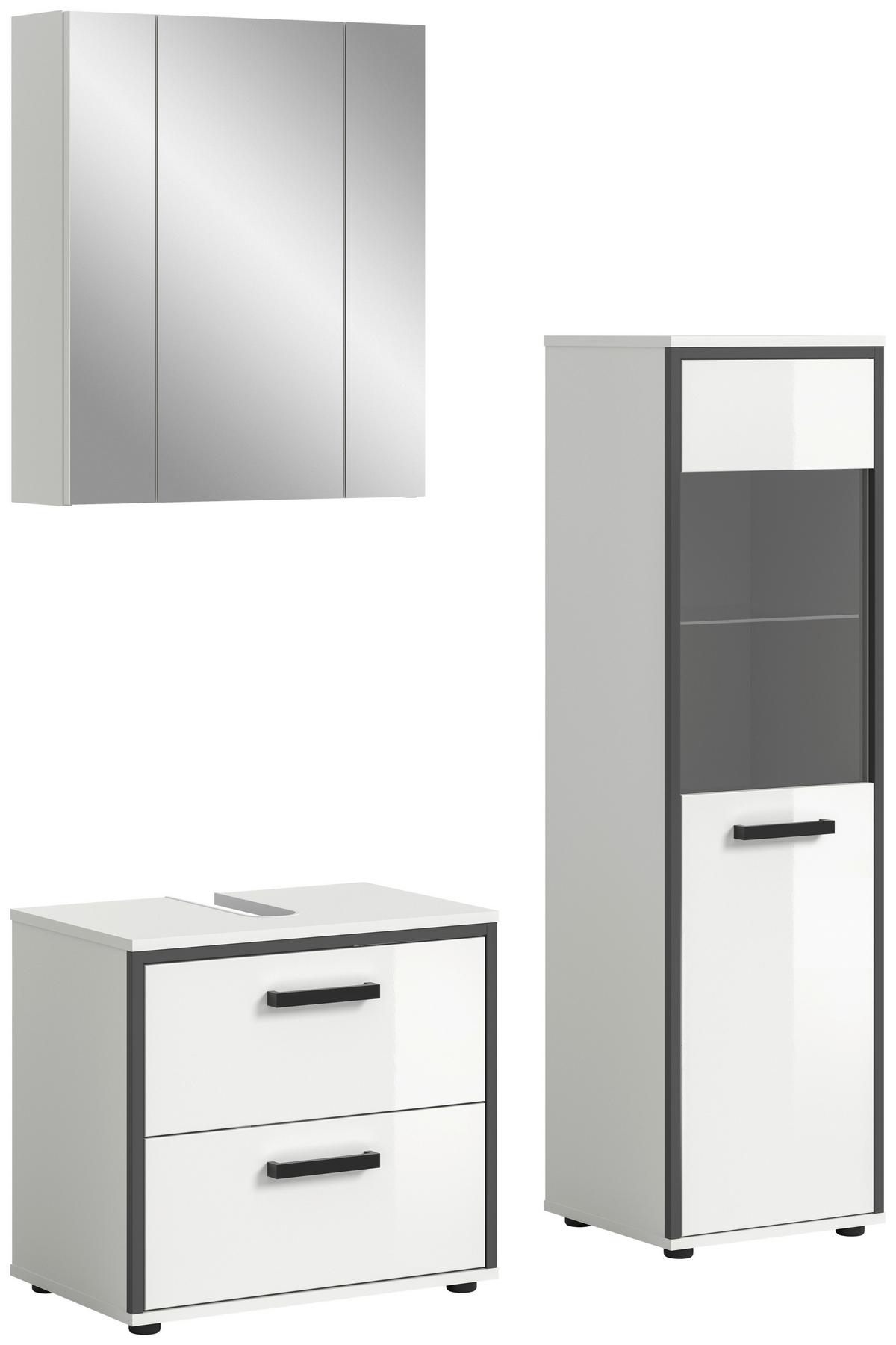 Badezimmer Kojak Schwarz/weiß K: 100 Cm - Weiß Hochglanz/Schwarz, MODERN, Holzwerkstoff (100cm) - MID.YOU