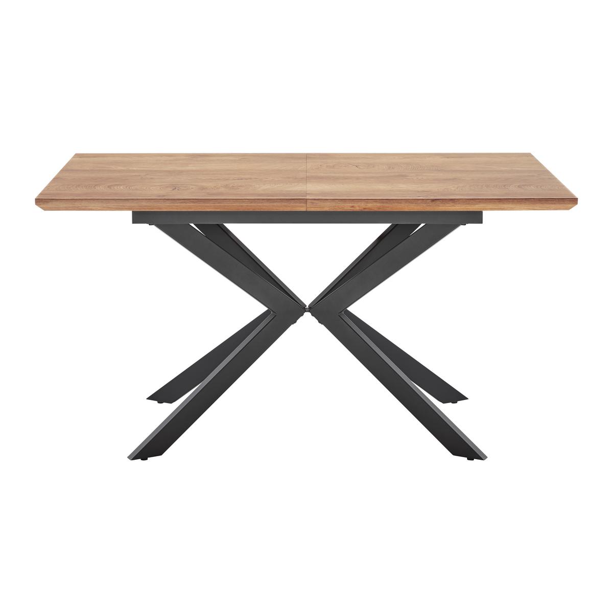 Jídelní stůl AKI 140-180x80 cm - černá/barvy vlašských ořechů, Moderní, kov/kompozitní dřevo (140-180/80/76cm) - Bessagi Home