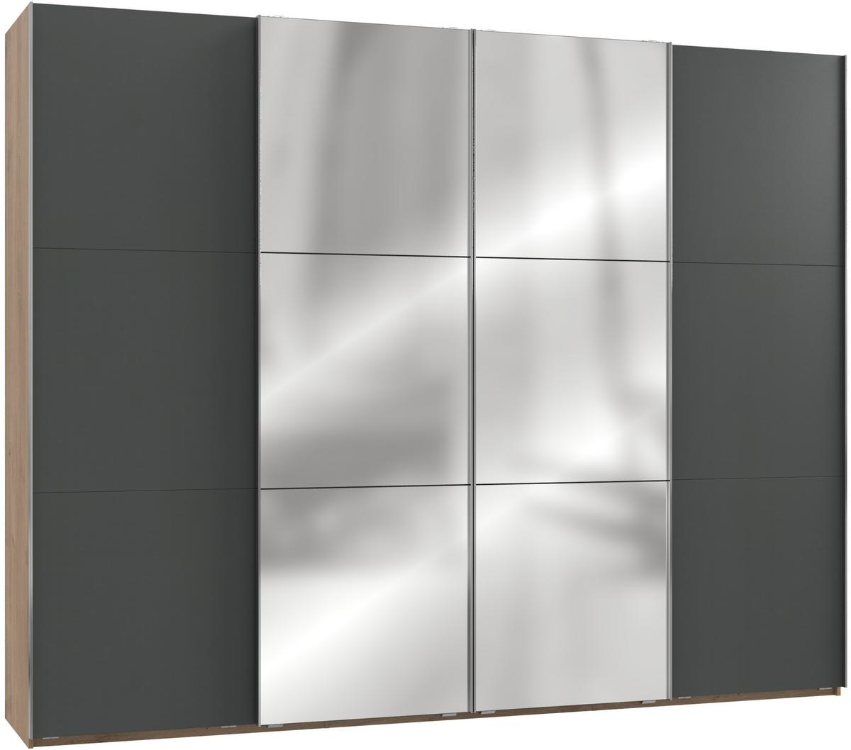 Schwebetürenschrank 300cm Level, Graphit/eiche Dekor - Eichefarben/Graphitfarben, MODERN, Holzwerkstoff (300/236/65cm) - MID.YOU