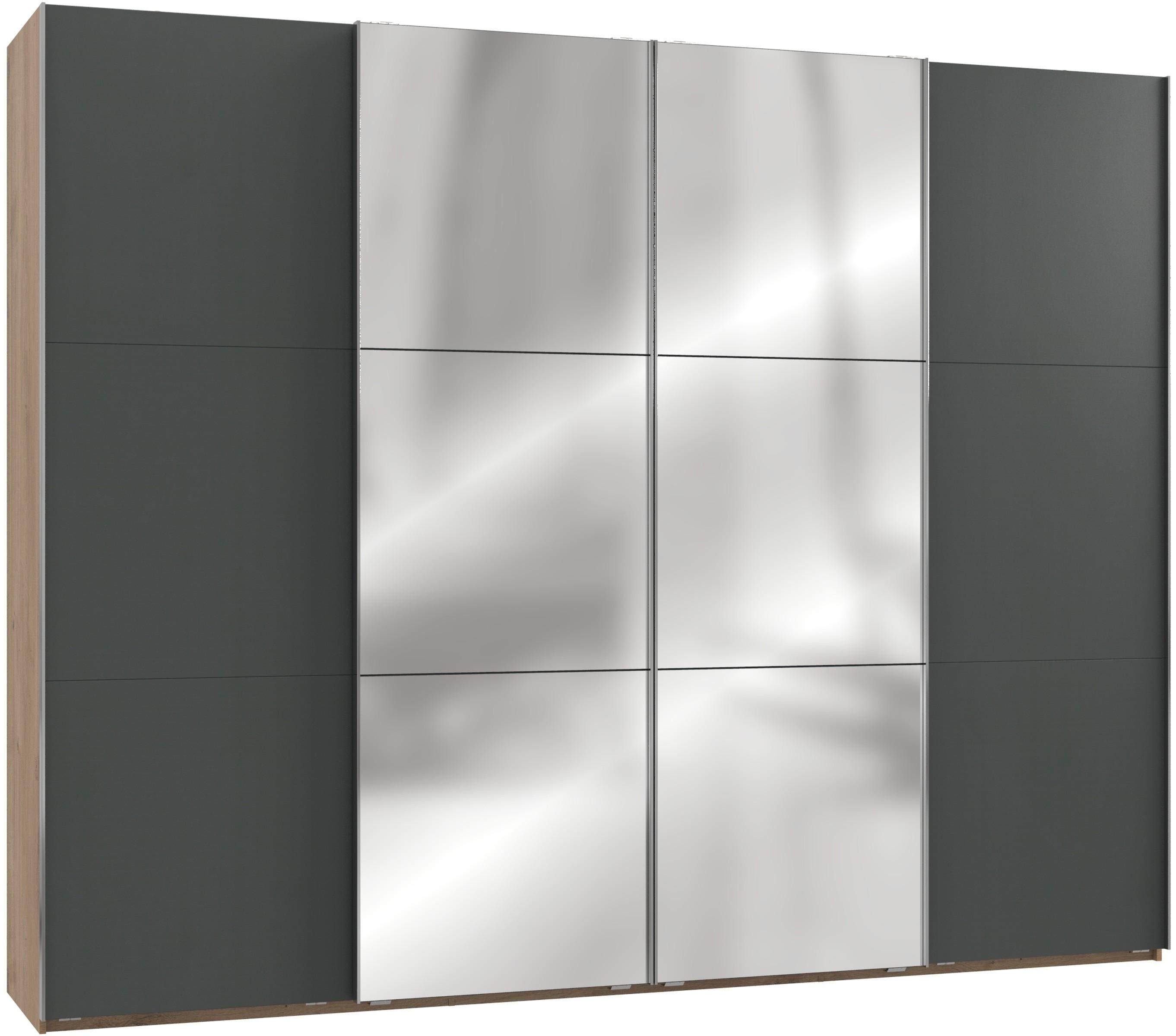 Schwebetürenschrank 300cm Level, Graphit/eiche Dekor