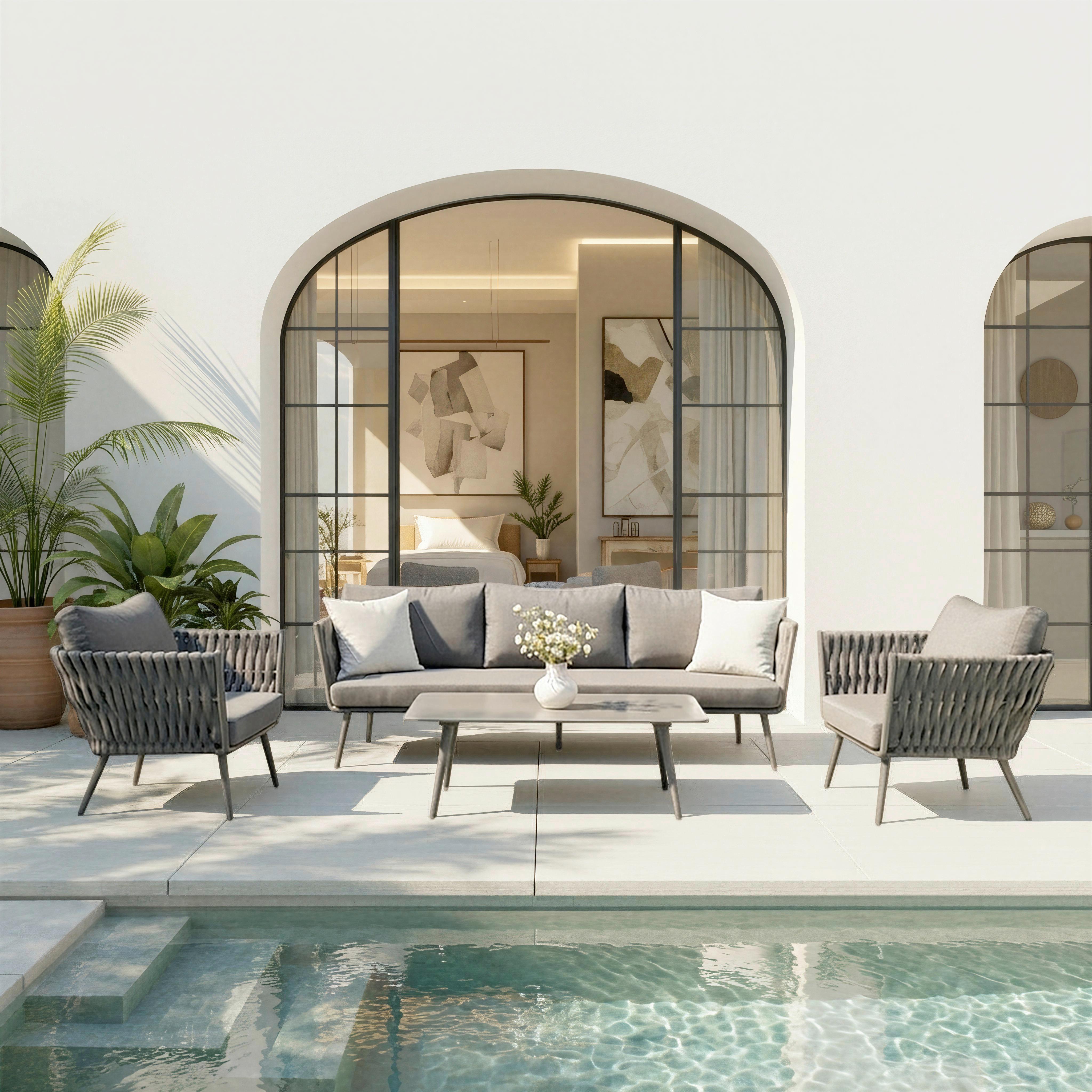 Záhradná sedacia súprava MILA - tmavosivá, Modern, kov/textil (236/69/70cm) - Bessagi Garden