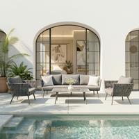 Záhradní sedací souprava MILA - tmavě šedá, Moderní, kov/textil (236/69/70cm) - Bessagi Garden