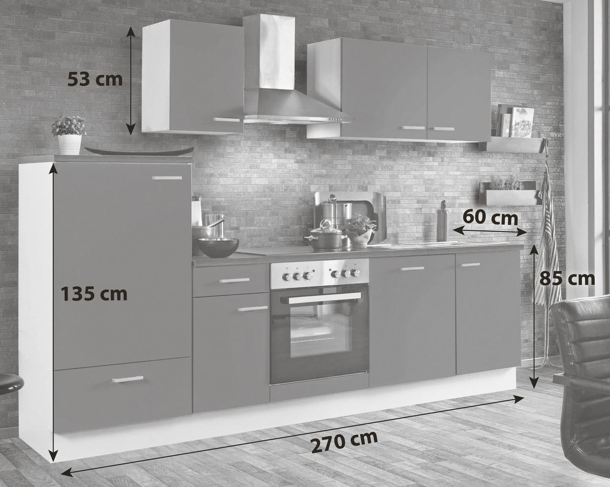Küchenblock White-Classic - Graphitfarben/Weiß, KONVENTIONELL, Holzwerkstoff (270cm) - Menke