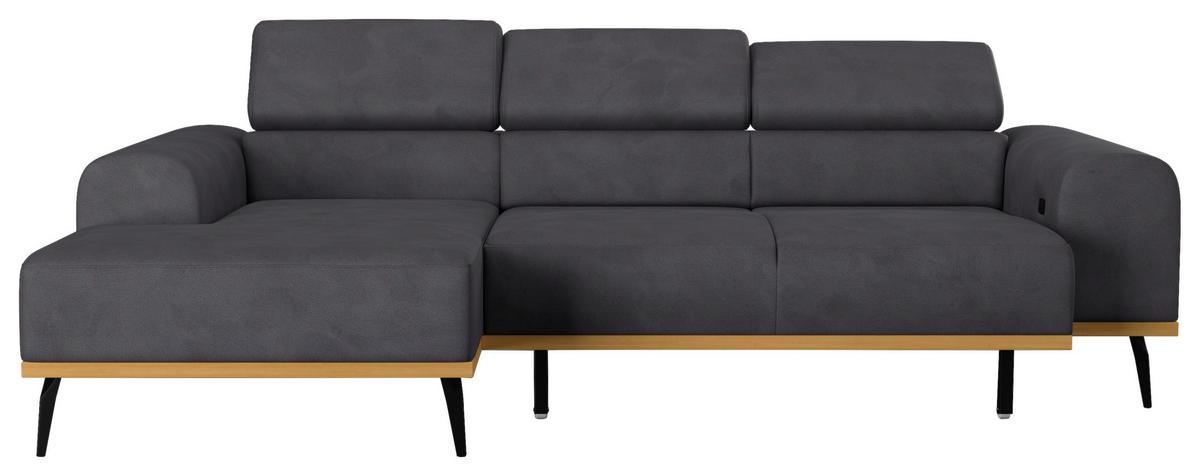 Ecksofa Schwarz Mit Sitzvorzug S: 157x244 Cm - Schwarz, KONVENTIONELL, Textil (157/244cm) - Cotta