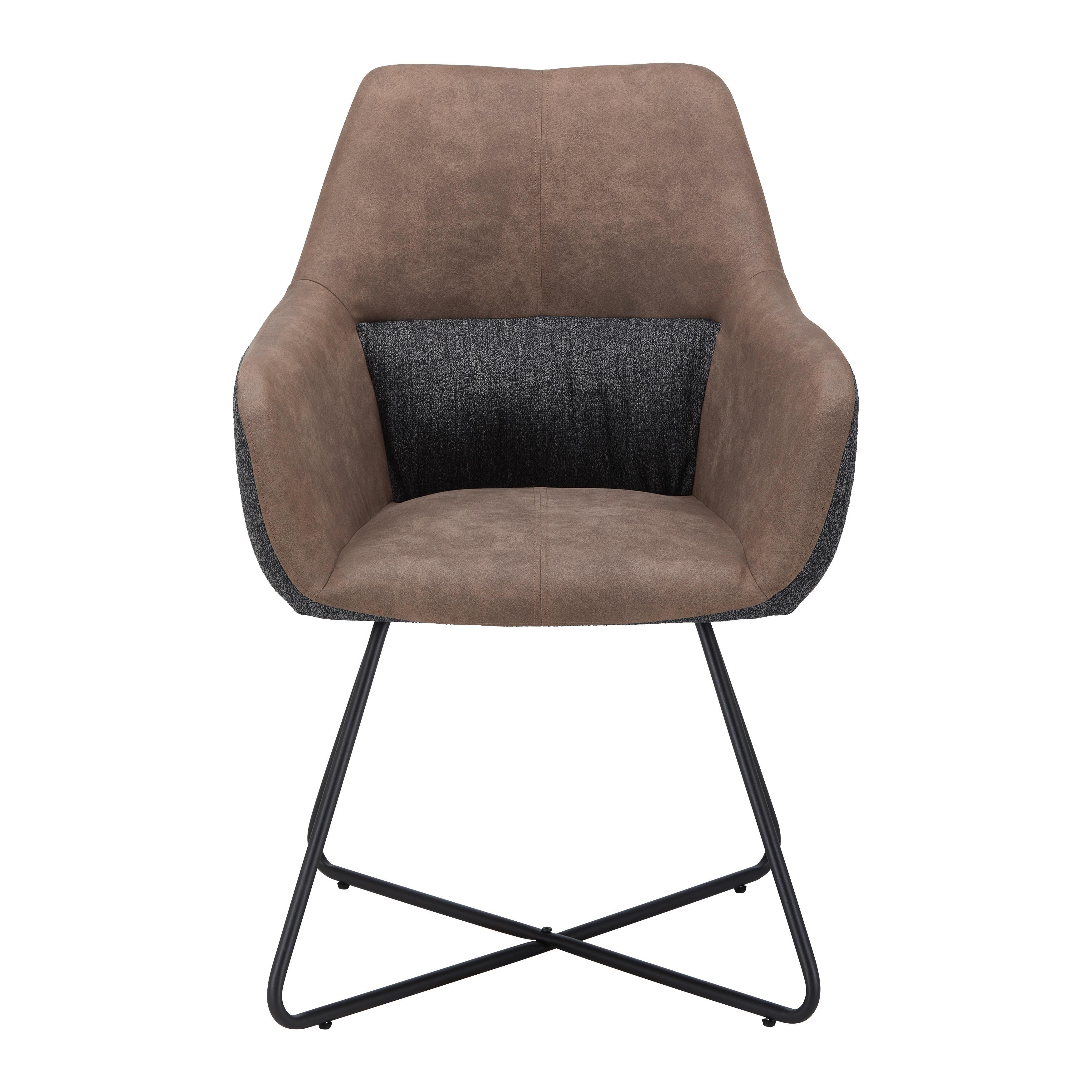 Židle Liya Šedá A Hnědá - černá/tmavě šedá, Moderní, kov/textil (63/90/65cm) - Bessagi Home