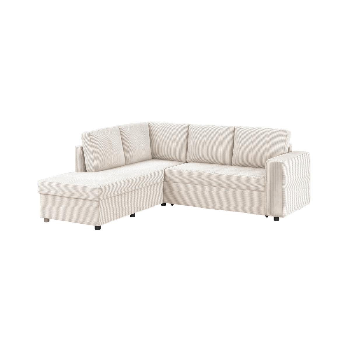 Ecksofa mit Schlaffunktion Toulouse perlmutt, 206x224cm - Perlmutt/Schwarz, Trend, Holz/Textil (206/224cm)