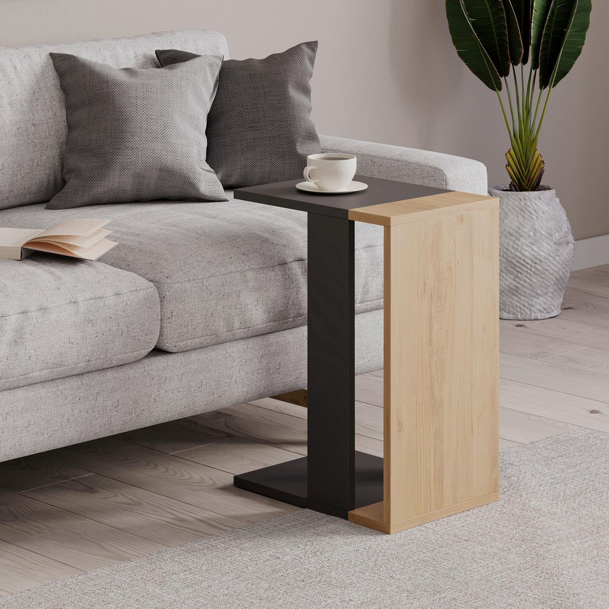 Beistelltisch Zetti Beistelltisch - Eichefarben/Anthrazit, Design, Holzwerkstoff (30/57/40cm) - Livetastic