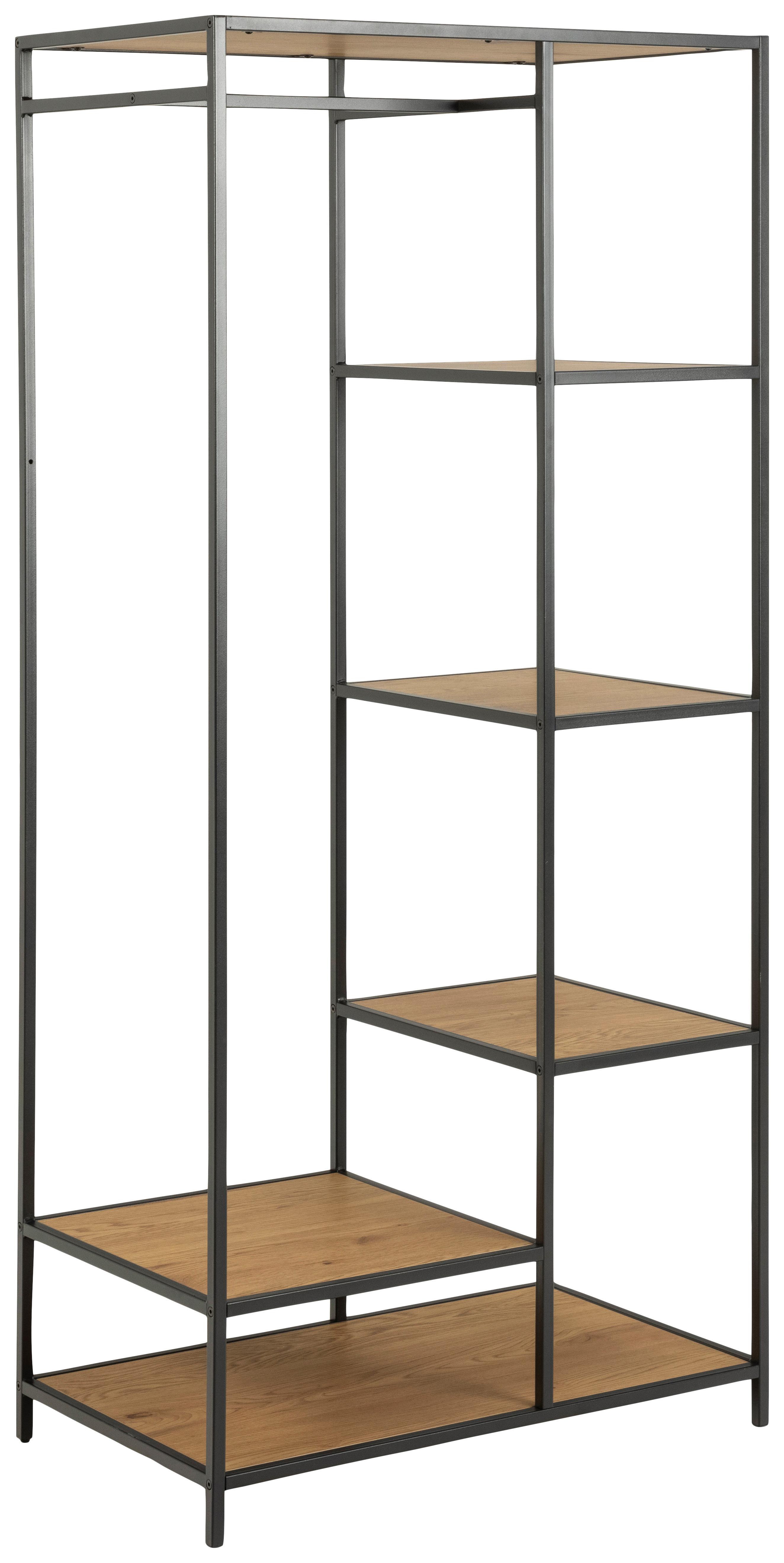 Garderobe Seaford Schwarz/ Wildeiche Dekor/Metall B: 77cm - Wildeiche/Schwarz, Trend, Holzwerkstoff/Metall (77/165/45cm) - MID.YOU