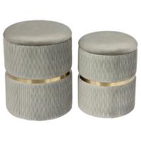 Hockerset Milas 100 2-Teilig Grau D: 36/31,5 cm - Goldfarben/Grau, KONVENTIONELL, Textil/Metall (31,5x38/36x44cm) - Kayoom