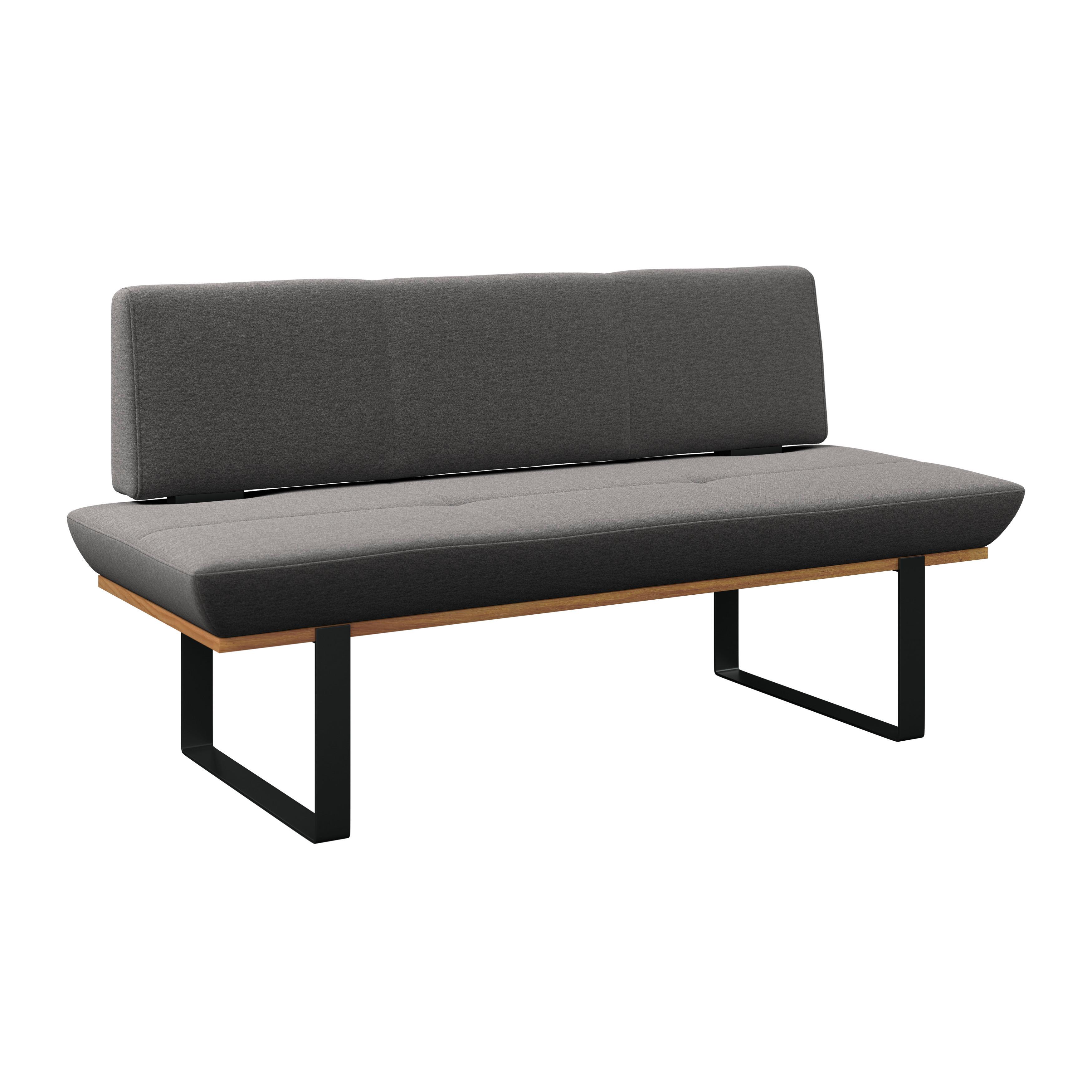 Sitzbank Tristan Webstoff dunkelgrau, B: 170cm - Dunkelgrau/Schwarz, MODERN, Holz/Textil (170/48/90cm) - James Wood