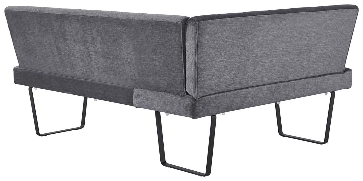 Eckbank Tilos Samt Dunkelgrau, S: 150x190 cm - Dunkelgrau/Schwarz, KONVENTIONELL, Textil/Metall (150/190cm) - MID.YOU