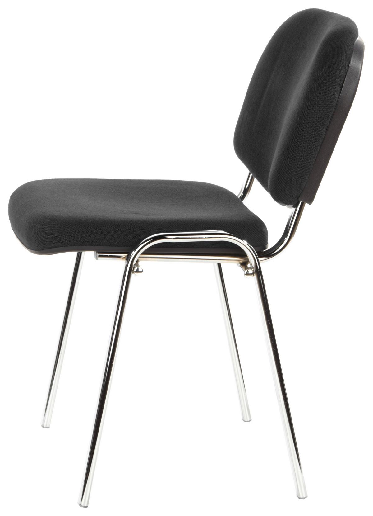Besucherstuhl Xt 600 Stapelbar Schwarz Bis 100 Kg - Chromfarben/Schwarz, Basics, Textil/Metall (58/84/41cm) - MID.YOU