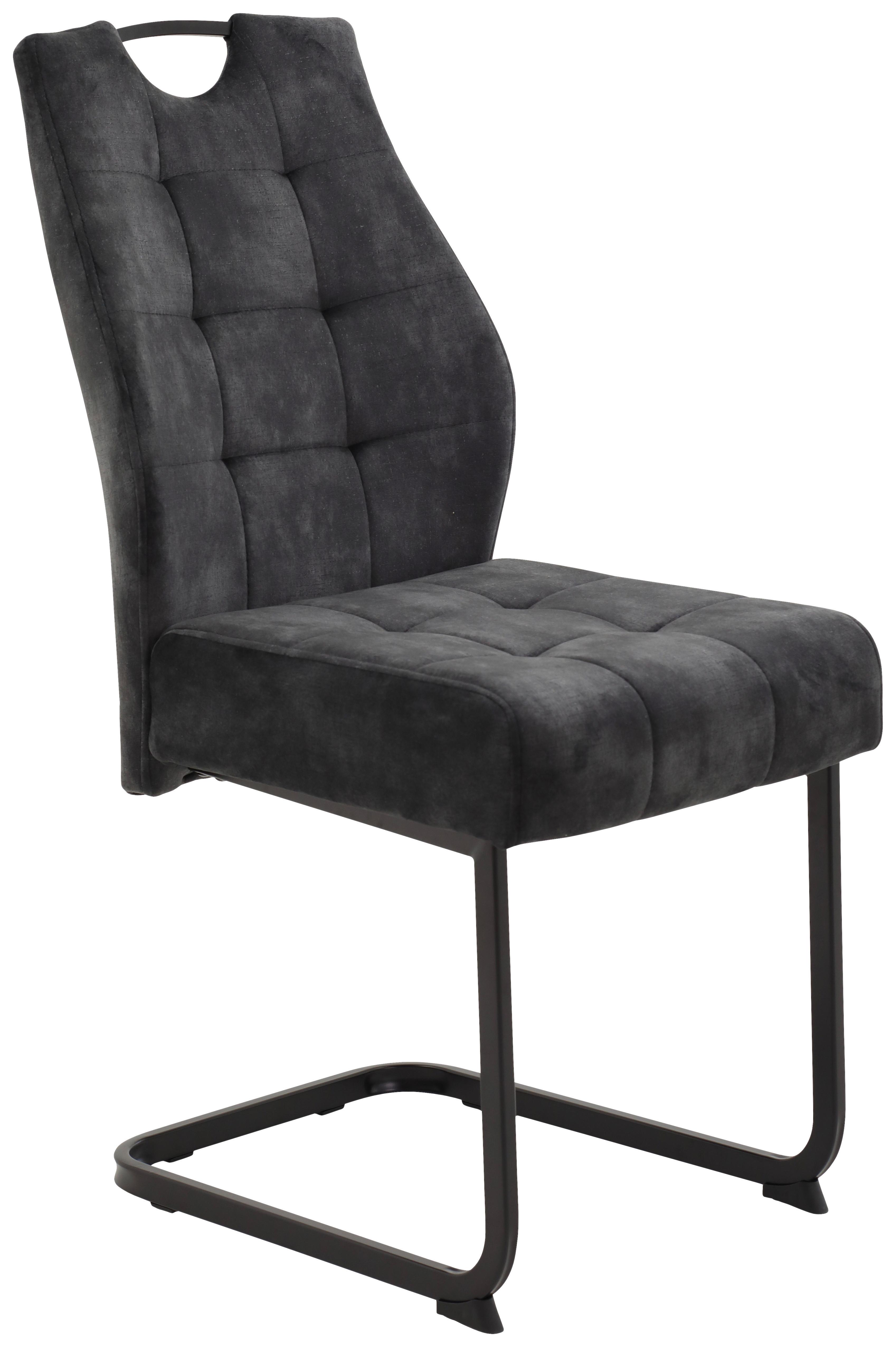 Schwingstuhl Emilia Vintage Anthrazit Gepolstert - Anthrazit/Schwarz, KONVENTIONELL, Textil/Metall (43/95/61cm)
