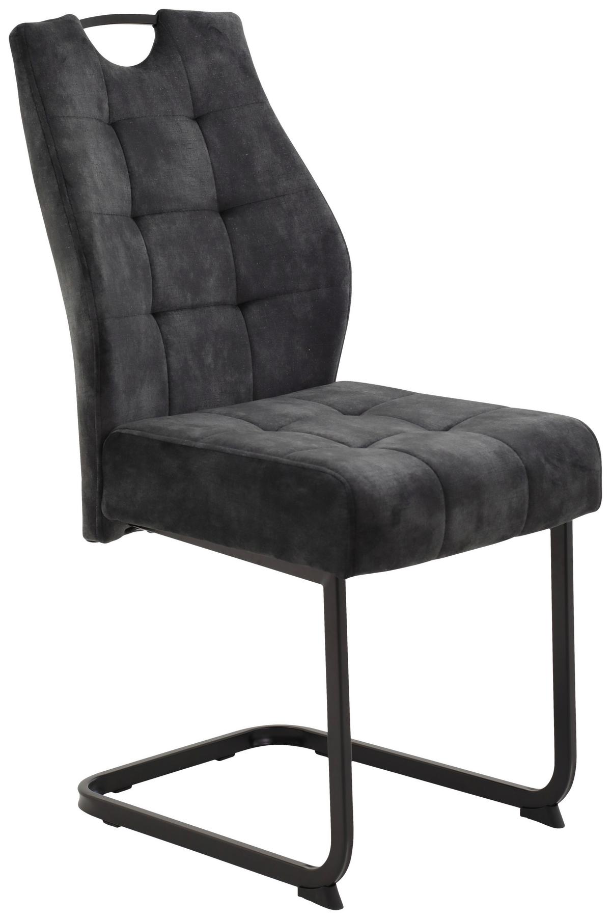 Szánkótalpas Szék Emília - fekete/antracit, Konventionell, textil/fém (43/95/61cm)