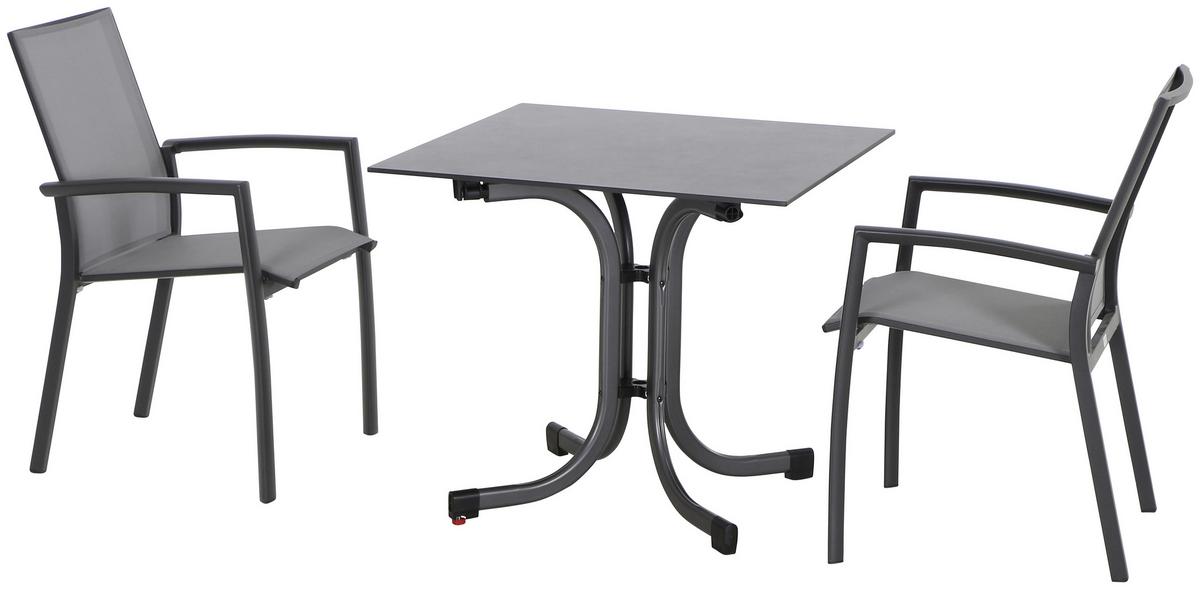 Gartengarnitur 3-Tlg. Textil / Keramik - Anthrazit/Schwarz, KONVENTIONELL, Keramik/Kunststoff - Siena Garden