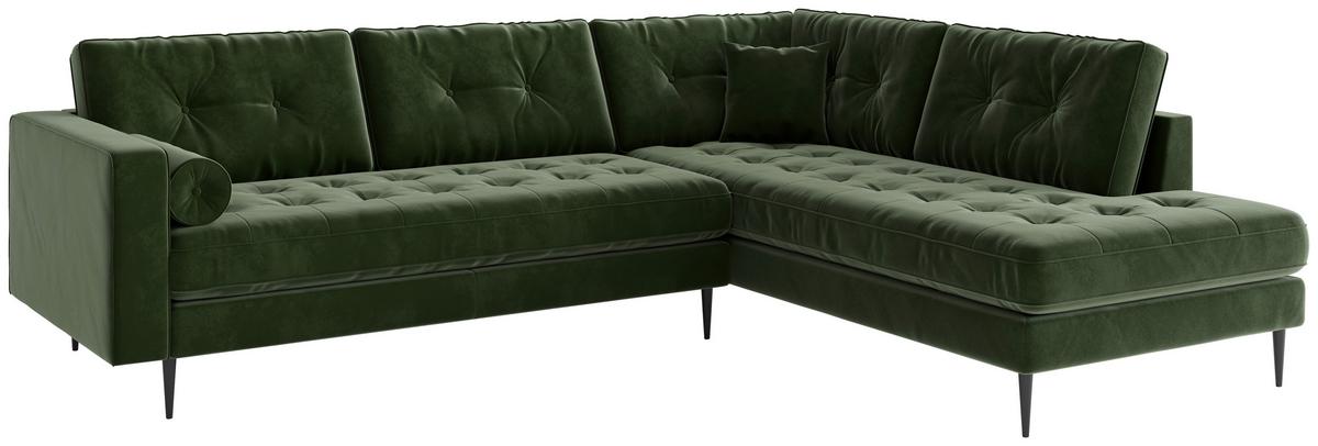 Ecksofa Scott - Edelstahlfarben/Olivgrün, Design, Textil (205/259cm) - Livetastic