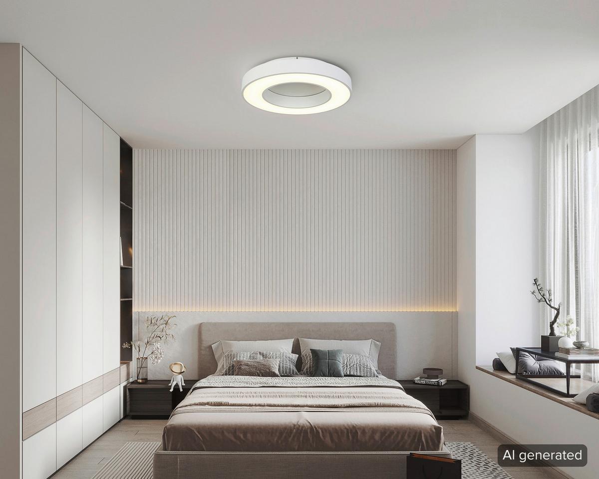 STROPNÉ LED SVIETIDLO SANDL - biela, Modern, kov/plast (50/9cm) - Mömax