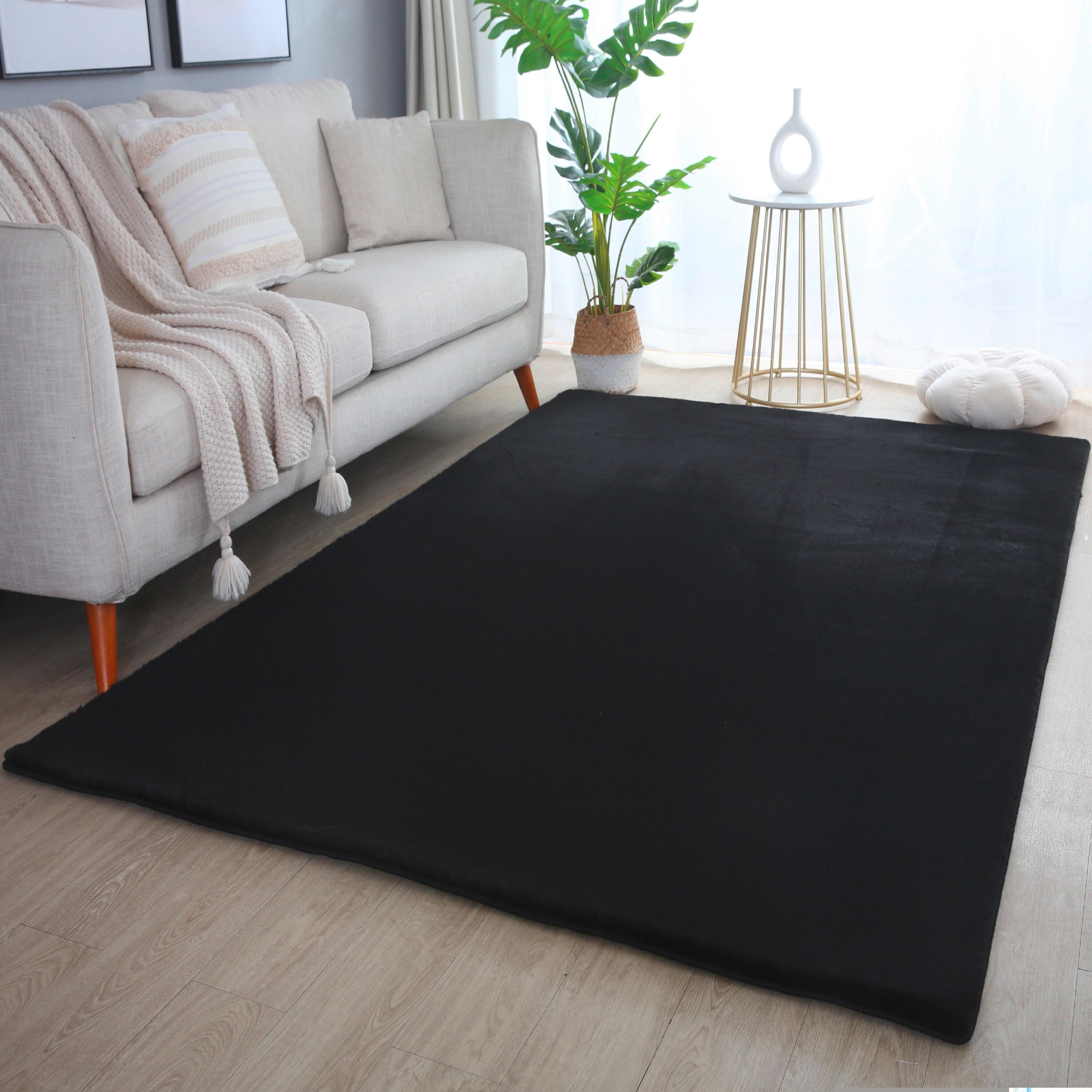 Hochflorteppich, Schwarz Pouffy - Schwarz, Basics, Textil (80/150cm)