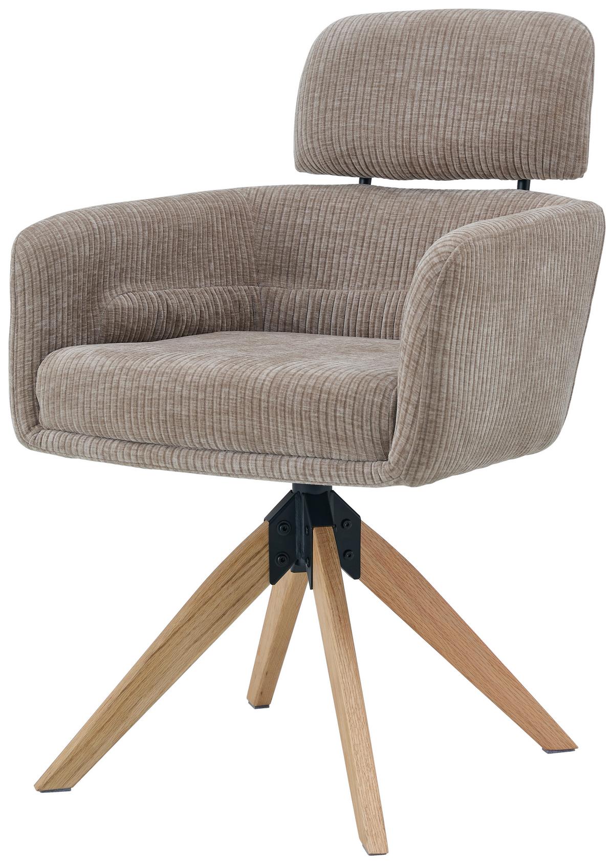Armlehnstuhl Mattis Cord beige, B: 60 cm - Beige/Naturfarben, KONVENTIONELL, Holz/Textil (60/90/69cm) - Livetastic