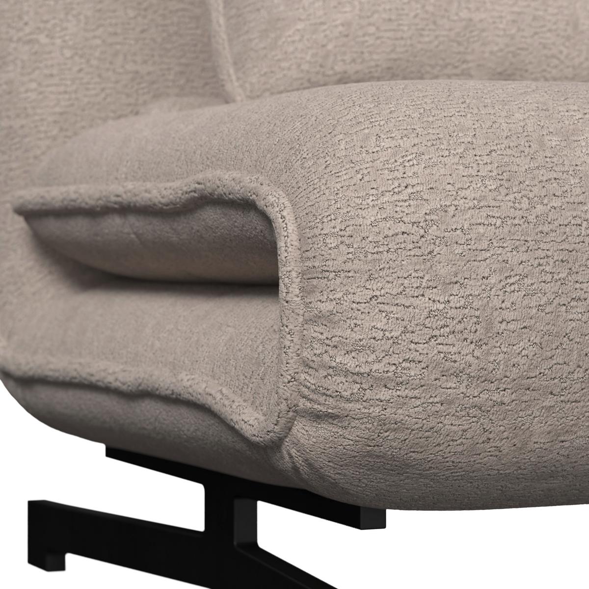 Rozkladacie kreslo LUNA, béžové buklé, max.120 kg - čierna/béžová, Modern, kov/textil (92/40/66cm) - Bessagi Home