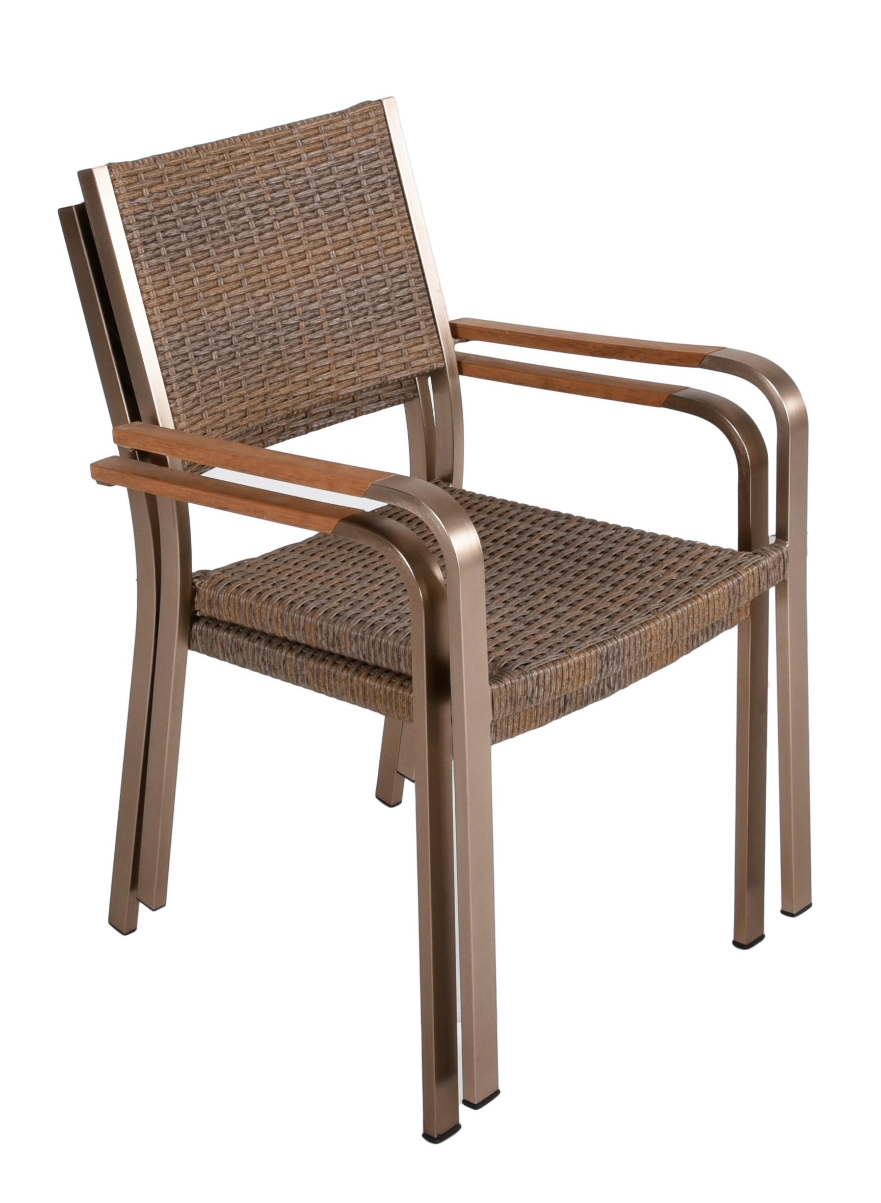 Gartenstuhl Stapelbar Florence 2er-Set Kunststoff/Aluminium - Braun, Basics, Kunststoff/Metall (55/86/60cm) - Gardenson