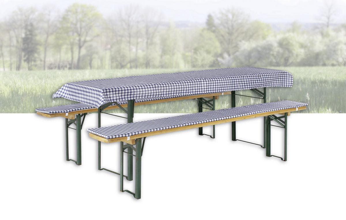 Auflage für Bierbank 3er-Set Adrian 220x25 cm/240x70 cm - Blau/Weiß, KONVENTIONELL, Textil - Ondega