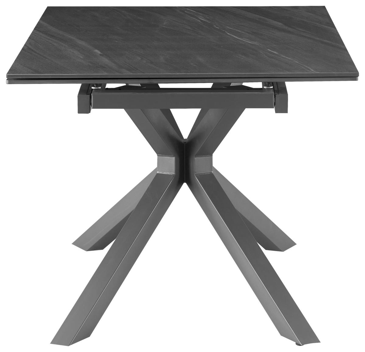 Ausziehtisch Lorenzo Keramik Dunkelgrau B:160-240cm - Dunkelgrau/Grau, KONVENTIONELL, Keramik/Metall (160-240/75/90cm) - MID.YOU