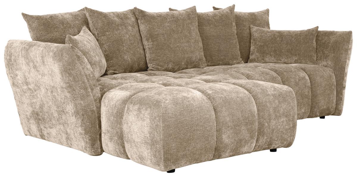Univerzálna sedačka CAMMELLIO, sivohnedá ženilka, 7 vankúšov - čierna/taupe, Modern, textil (296/75-95/189cm) - Mömax