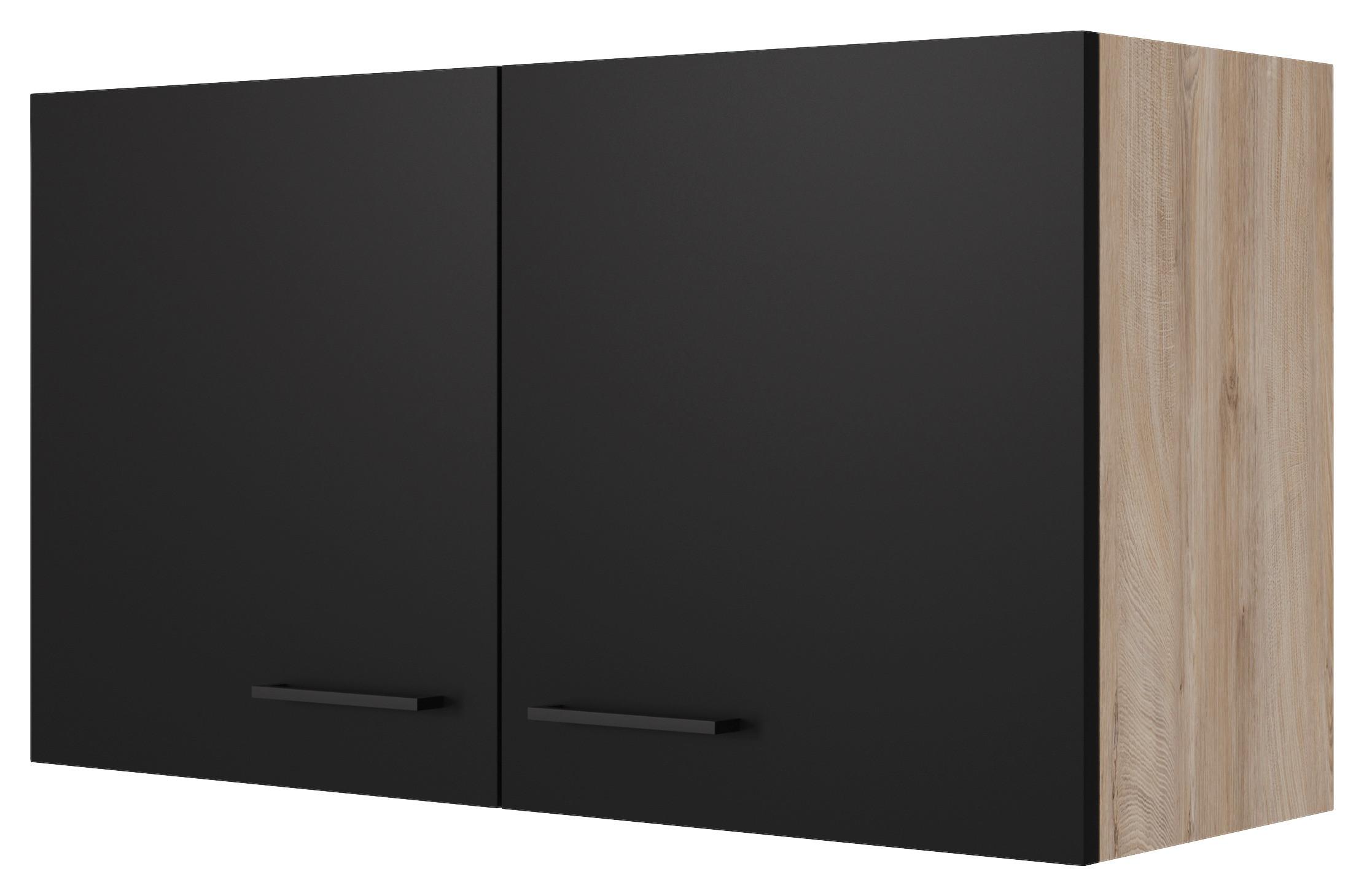 Kuchyňská horní skříňka CAPRI CAPRI H 100 - barvy dubu/černá, Konvenční, kov/kompozitní dřevo (100/54,8/32cm) - FlexWell