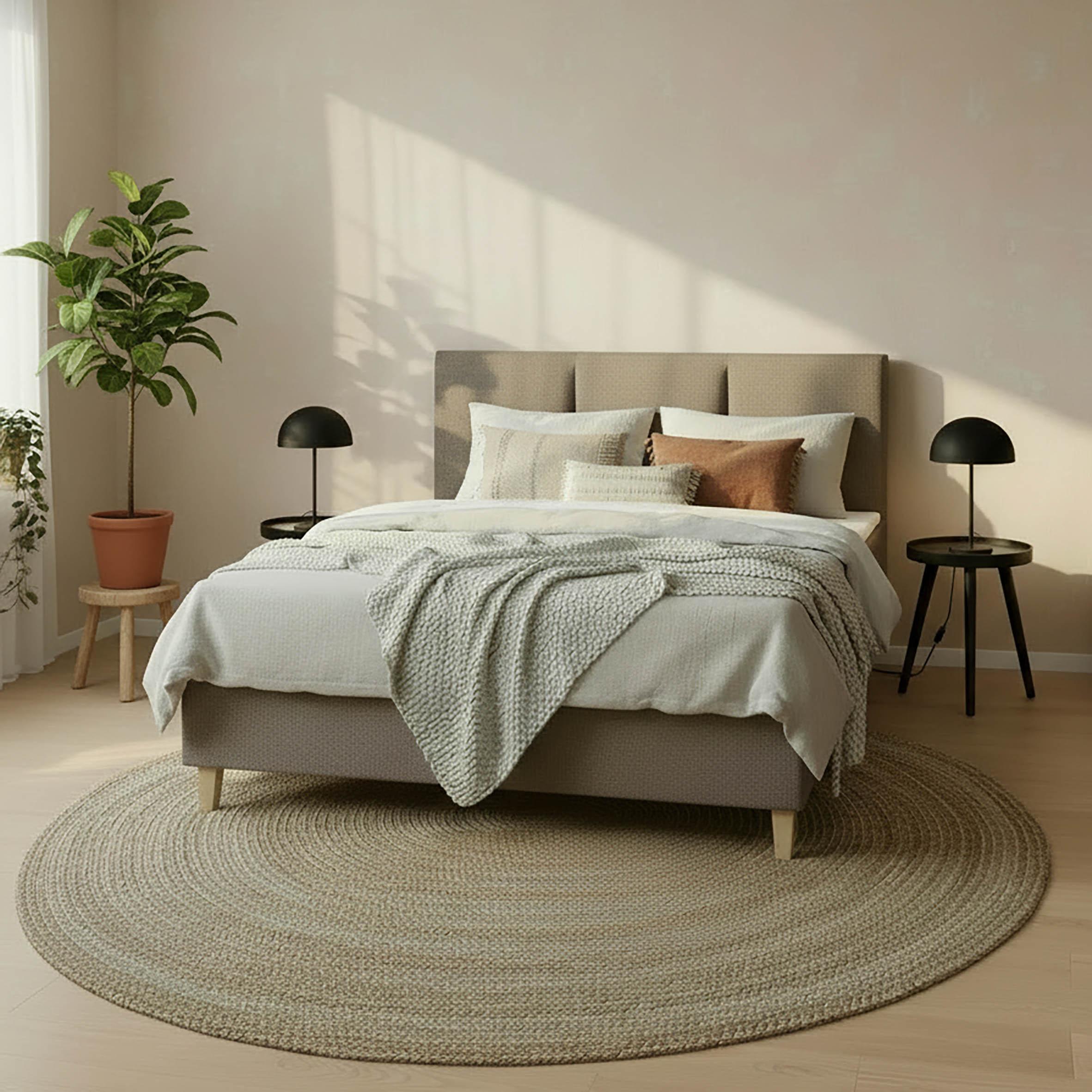 Boxspringová posteľ MONZA 140x200, hnedá - hnedá/farba duba, Modern, drevo/textil (140/200cm) - Bessagi Home